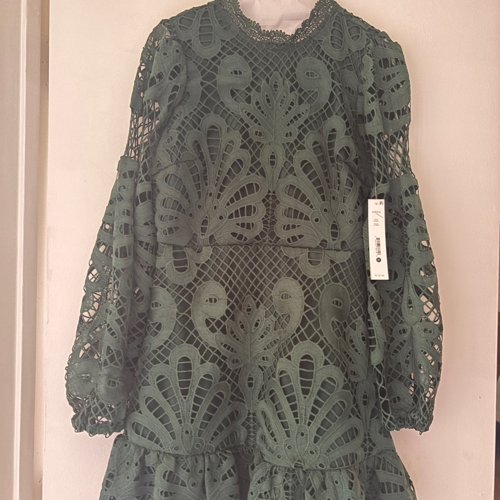 Aqua Green Lace Mini Dress